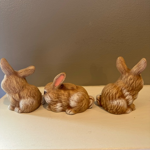Vintage set of 3 bunny rabbits. Adorable ceramic bunny rabbits with cute faces - Picture 6 of 10
